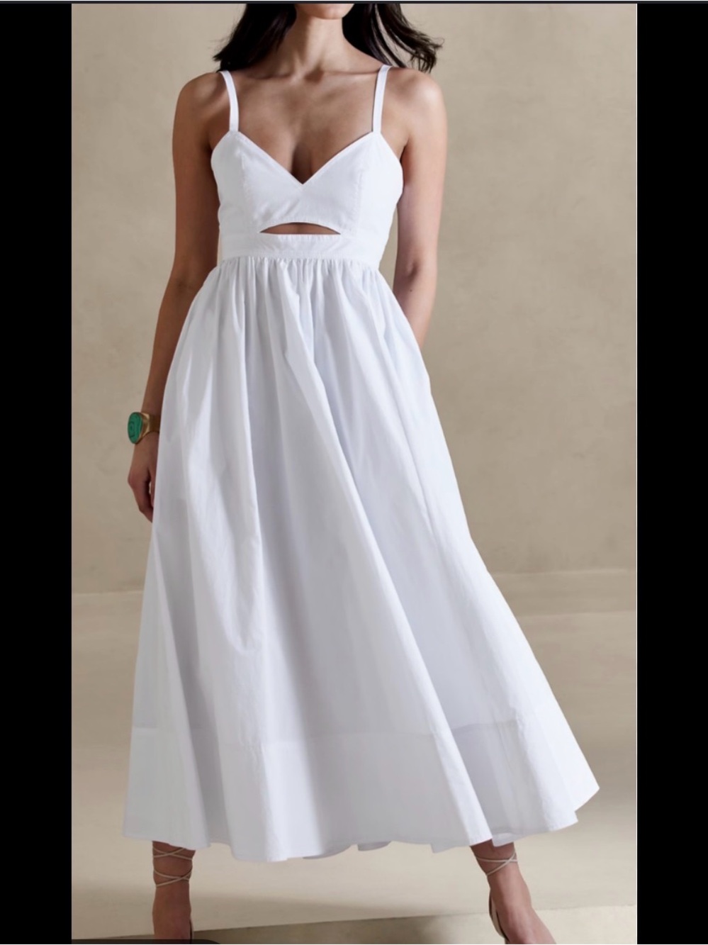 Banana Republic White Spaghetti-Strap Maxi Dress with Front Cutout